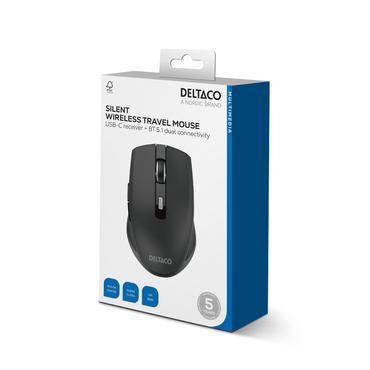 DELTACO MS-813 - mus - tyst - Bluetooth 5.1, 2.4 GHz - svart
