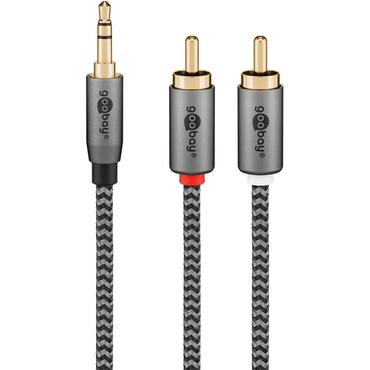 Audio Adapter Cable AUX, 3.5 mm Jack to Stereo RCA Plug, 2 m, Sharkskin Grey