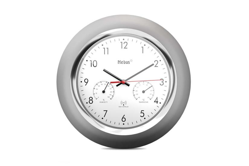 Mebus 19454 V&aelig;g- og bordur Digitalt ur Rund S&oslash;lv, Hvid