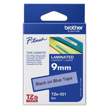 Brother TZe-521 - lamineret bånd - 1 kassette(r) - Rulle (0,9 cm x 8 m)