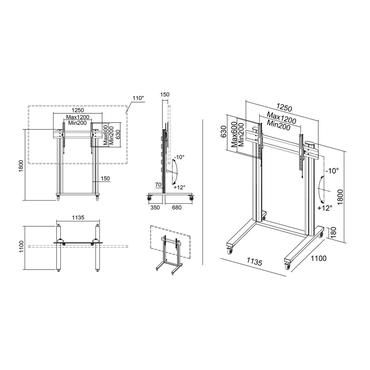 Multibrackets M Public Display Stand 180 Dual Pillar Wheelbase st&auml;ll - f&ouml;r platt panel - silver