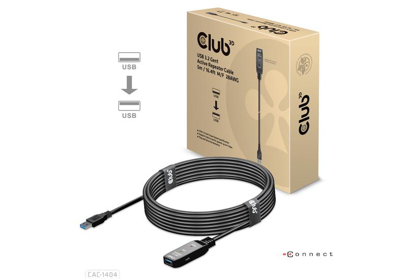 Club 3D - USB-f&ouml;rl&auml;ngningskabel - USB typ A till USB typ A - 5 m