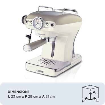 Ariete Vintage 1389 - kaffemaskin med mj&ouml;lkskummare - 15 bar - beige