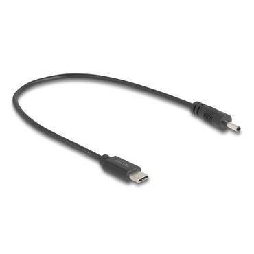 Delock - str&ouml;mkabel - 24 pin USB-C till V&auml;xelstr&ouml;msjack 3,0 x 1,1 mm - 27 cm