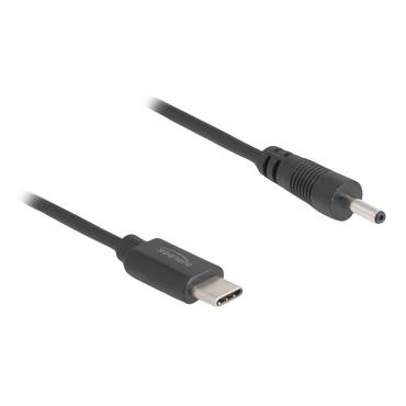 Delock - str&ouml;mkabel - 24 pin USB-C till V&auml;xelstr&ouml;msjack 3,0 x 1,1 mm - 27 cm
