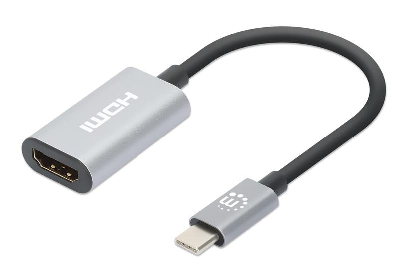 MANHATTAN USB-C auf HDMI-Adapter 4K 60Hz Alu Space grau