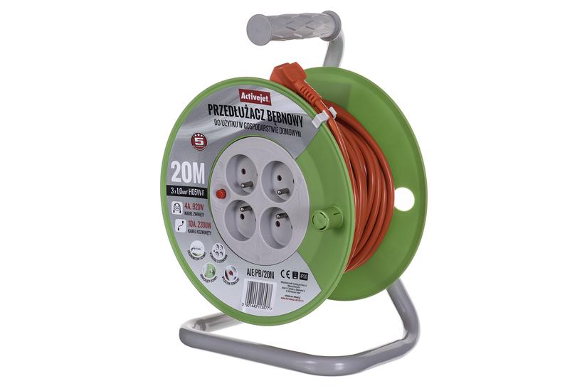 Activejet AJE-PB/20M stikd&aring;se 4 AC stikkontakt(er) Indend&oslash;rs Gr&aring;, Lime