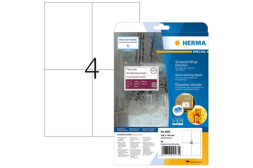 HERMA 4583 print etiket Hvid Selvkl&aelig;bende printeretiket