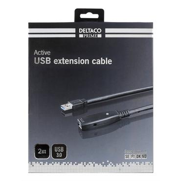 DELTACO USB3-1000 - USB-f&ouml;rl&auml;ngningskabel - USB typ A till USB typ A - 2 m