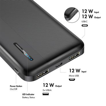 LogiLink PA0338RF powerbank 10000 mAh Sort