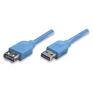 Techly ICOC-U3-AA-005-EX USB-kabel USB 3.2 Gen 1 (3.1 Gen 1) 0,5 m USB A Bl&aring;