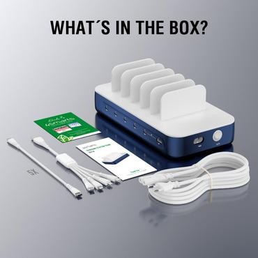 4smarts 541279 oplader til mobil enhed Universel Marinebl&aring;, Hvid Vekselstr&oslash;m Hurtig opladning Indend&oslash;rs