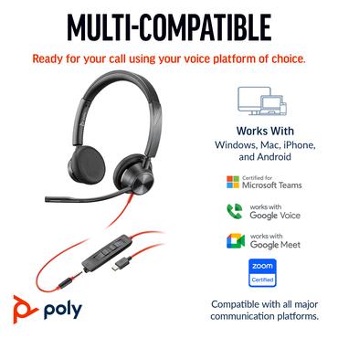 Poly Blackwire 3325 - headset - 3,5 mm jackstik, USB-C