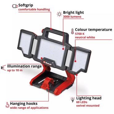 Einhell TP-CL 18/3000 Li Set Sort, Rød LED