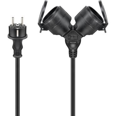 Outdoor Double Extension Cable, 10 m, black