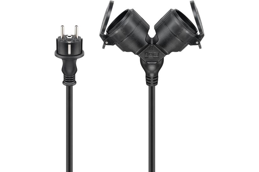Outdoor Double Extension Cable, 10 m, black