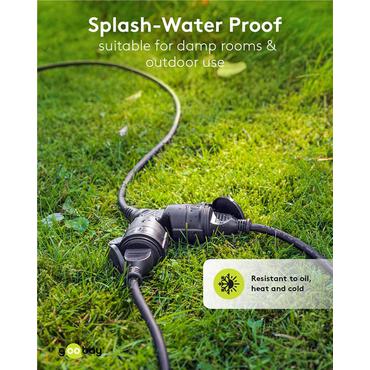 Outdoor Double Extension Cable, 10 m, black