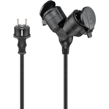 Outdoor Double Extension Cable, 10 m, black