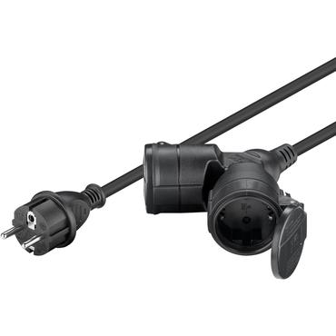 Outdoor Double Extension Cable, 10 m, black