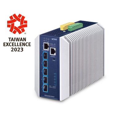 PLANET Industrial Layer 3 5-Port Managed L3 10G Ethernet (100/1000/10000) Aluminium, Blue