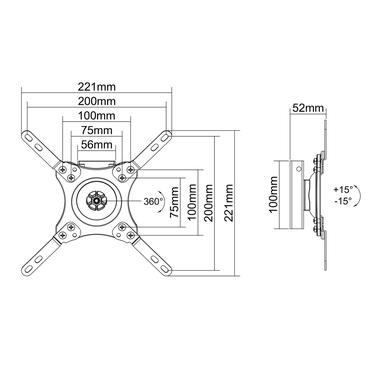 Multibrackets M VESA Wallmount 360 monteringskomponent - för LCD-TV - vit