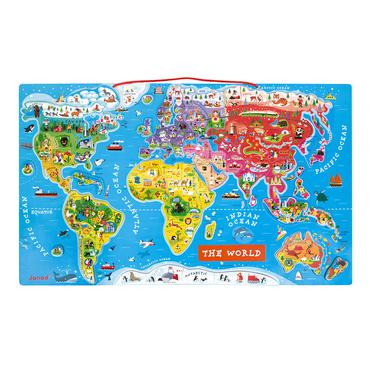 JANOD Magnetic World Map Puzzle English Version Magnetisk puslespil 92 stk Kort