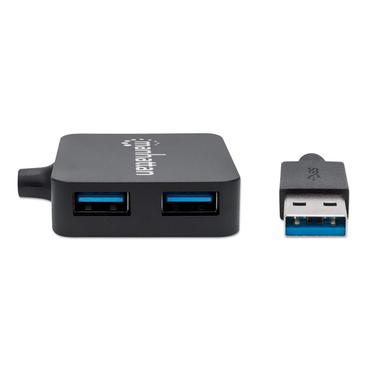 Manhattan 162296 interface hub USB 3.2 Gen 1 (3.1 Gen 1) Type-A 5000 Mbit/s Sort