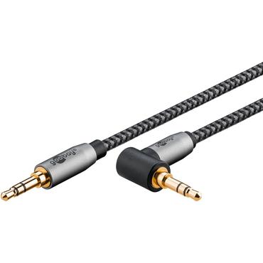Audio Connection Cable AUX, 3.5 mm Stereo, 90°, 3 m, Sharkskin Grey