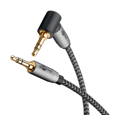 Audio Connection Cable AUX, 3.5 mm Stereo, 90°, 3 m, Sharkskin Grey