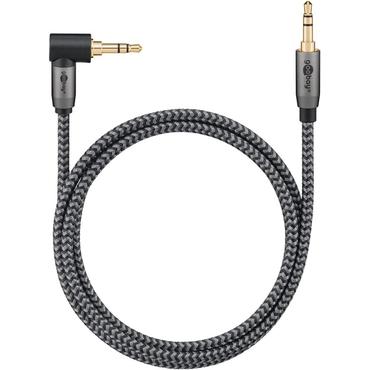 Audio Connection Cable AUX, 3.5 mm Stereo, 90°, 3 m, Sharkskin Grey