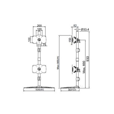 Multibrackets M VESA Desktopmount Single Stand Expansion Kit monteringskomponent - för LCD-display - svart
