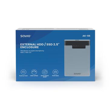 Savio 2.5  External HDD/SSD enclosure  USB 3.0  transparent  AK-66