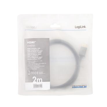 LogiLink CHA0101 HDMI-kabel 2 m HDMI Type A (Standard) Sort, Gr&aring;