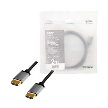 LogiLink CHA0101 HDMI-kabel 2 m HDMI Type A (Standard) Sort, Gr&aring;