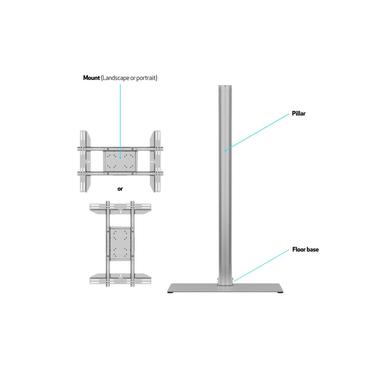 Multibrackets M Display Stand 180 Single st&auml;ll - f&ouml;r platt panel - silver