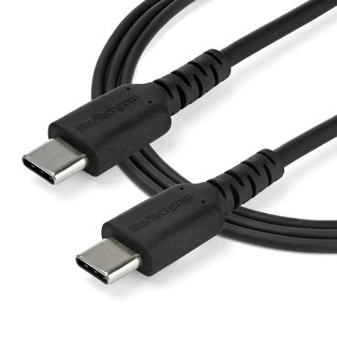 StarTech.com 2m USB C Charging Cable, Durable Fast Charge & Sync USB 2.0 Type C to USB C Laptop Charger Cord, TPE Jacket Aramid Fiber M/M 60W Black, Samsung S10, S20 iPad Pro MS Surface - Heavy Duty and Rugged - USB Type-C kabel - 24 pin USB-C til 24 pin USB-C - 2 m