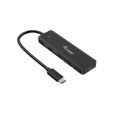 aquip USB-Hub 4-Port 3.2  ->2xUSB-C, 2xUSB-A o.Netzteil   sw