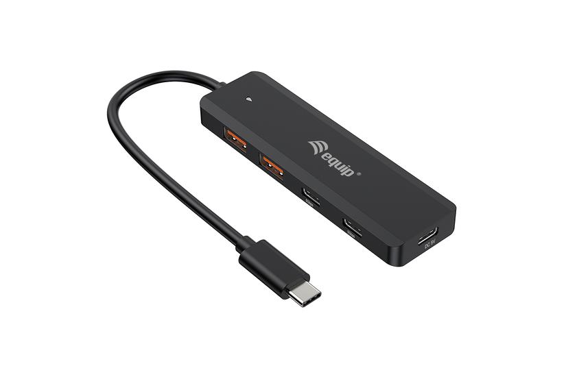 aquip USB-Hub 4-Port 3.2  ->2xUSB-C, 2xUSB-A o.Netzteil   sw