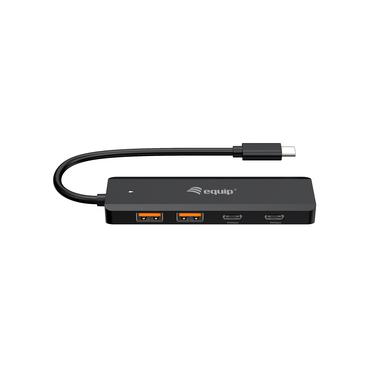 aquip USB-Hub 4-Port 3.2  ->2xUSB-C, 2xUSB-A o.Netzteil   sw