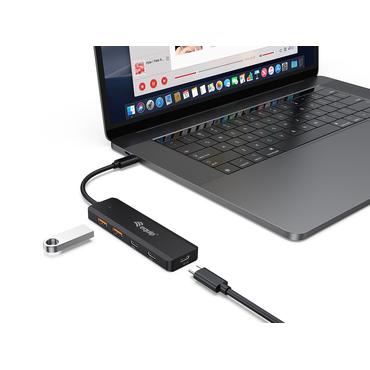 aquip USB-Hub 4-Port 3.2  ->2xUSB-C, 2xUSB-A o.Netzteil   sw