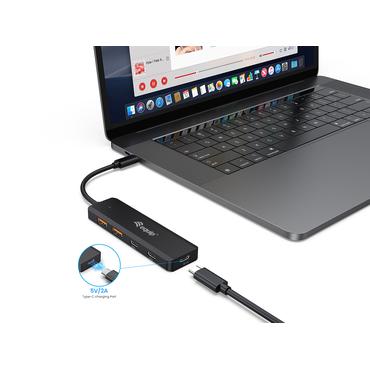 aquip USB-Hub 4-Port 3.2  ->2xUSB-C, 2xUSB-A o.Netzteil   sw