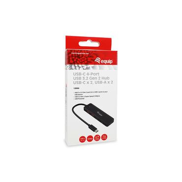 aquip USB-Hub 4-Port 3.2  ->2xUSB-C, 2xUSB-A o.Netzteil   sw