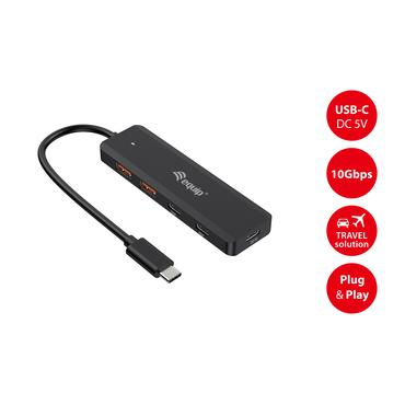 aquip USB-Hub 4-Port 3.2  ->2xUSB-C, 2xUSB-A o.Netzteil   sw