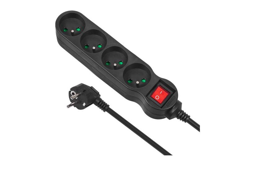 Maclean MCE182 stikd&aring;se 5 m 4 AC stikkontakt(er) Indend&oslash;rs Sort