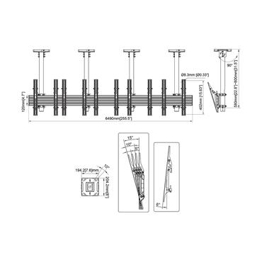 Multibrackets M Menu Board Mount Pro MBC5X1U monteringssats - en sida - för 5 LCD-bildskärmar - svart