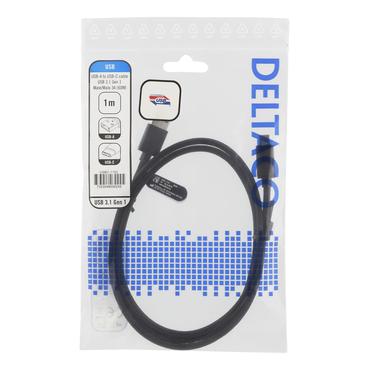 DELTACO - USB typ C-kabel - USB typ A till 24 pin USB-C - 1 m