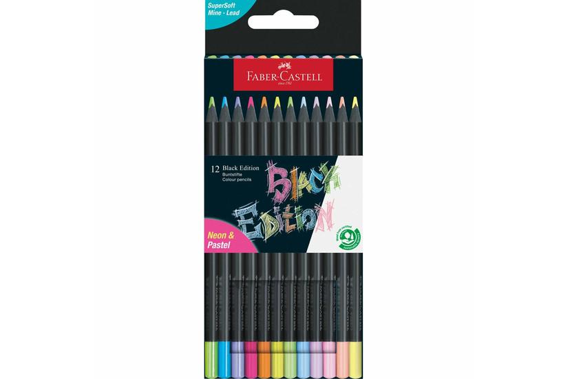 Faber-Castell Black Edition Neon+Pastel - farvet blyant - diverse klare farver (pakke med 12)
