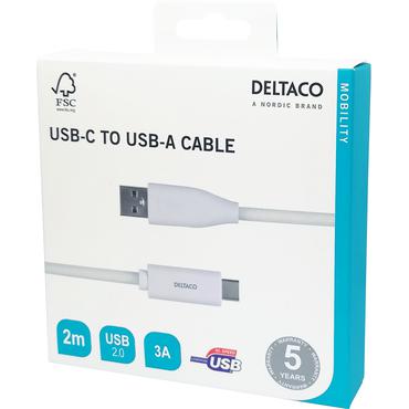 DELTACO USBC-1011M - USB typ C-kabel - 24 pin USB-C till USB - 2 m