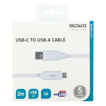 DELTACO USBC-1011M - USB typ C-kabel - 24 pin USB-C till USB - 2 m