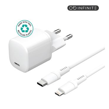 eSTUFF INFINITE strømforsyningsadapter - EU plug, usb-c to ligtning cable, 1,5m - 24 pin USB-C - 20 Watt